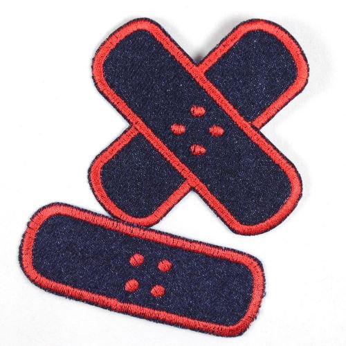 Bügelflicken Jeans Pflaster blau rot Set klein mittel 2 Flicken zum aufbügeln Bügelbilder gestickte Aufbügler Patches für Kinder und Erwachsene von flickli von Wertstueck Flickli