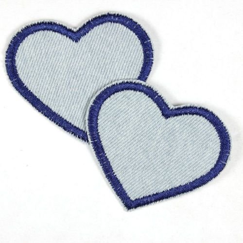 Flicken Herz hellblau blau Aufnäher Bügelbild 5,5 x 6cm Bügelflicken Aufbügler Knieflicken zum aufbügeln Applikation 2 kleine Patches von Wertstueck Flickli