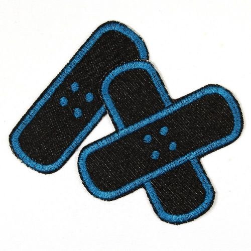 Flicken zum aufbügeln Pflaster Bügelflicken Jeans schwarz petrol Aufbügler Patches Set klein mittel 2 Hosenflicken schlichte Applikationen als Bügelbilder und Aufbügler für Erwachsene von Wertstueck Flickli