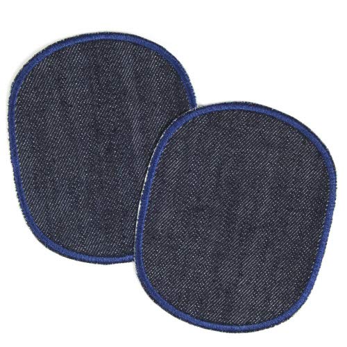 Knieflicken für Erwachsene Flicken zum aufbügeln BIO Jeans als Denim Aufbügler groß 2 Bügelflicken 12 x 10cm textile Aufbügler zum Hose reparieren durch aufkleben patches schlicht, auch für Kinder von Wertstueck Flickli