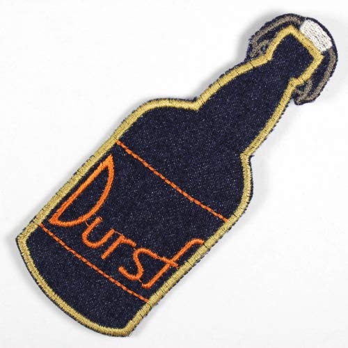 cooler Flicken Flasche Durst für Erwachsene Bio Jeans zum aufbügeln 12,8 x 5,1cm Bügelflicken Accessoire und patch von Wertstueck Flickli