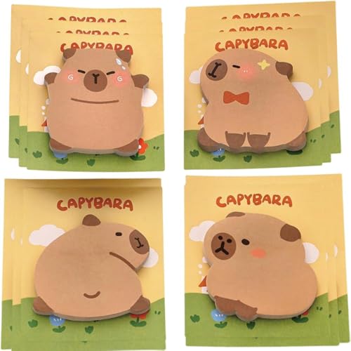 Capybara Haftnotizen, Kawaii Shy Capybara Haftnotizen – 12 Packungen (30 Blatt/Packung) Niedliche selbstklebende Notizblöcke für Büro, Schule, Studienbedarf, Studenten und Anime-Fans, 360 Stück von Werwing