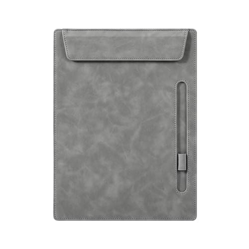 Premium Vollnarbenleder-Klemmbrettmappe – A4 Binder Clip Datei mit Magnetverschluss, Stifthalter & Dokumententasche – Professionelles Portfolio für Business, Reisen und Schule (grau) von Werwing