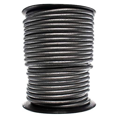 West Coast Paracord Rundes Lederband, grau, 5 mm, 9,1 m von West Coast Paracord