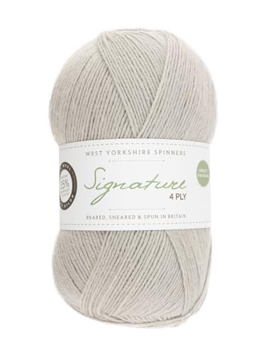 WYS Signature 4ply Sock Yarn 129 Dusty Miller, 100g Sockenwolle hellgrau mit Bluefaced Leicester Wolle von West Yorkshire Spinners