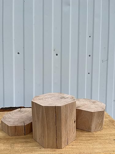 Holz abgerundete Blocks aus massiver Eiche mit Achteck Basis, runde Holzwürfel, rustikal, Naturprodukt (10x10x10cm) von WestTree