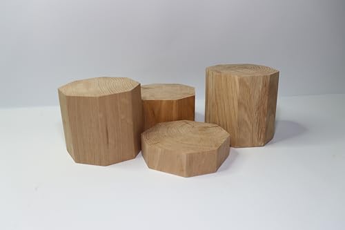 WestTree Abgerundete Eichenholzblöcke mit Achteck-Basis 10x10x20cm, Runde Holzwürfel, Rustikal, Naturprodukt von WestTree