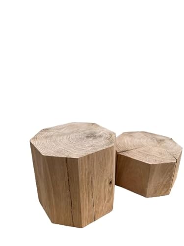 WestTree Abgerundete Eichenholzblöcke mit Achteckbasis 15x15x10cm, Runde Holzwürfel, Rustikal, Naturprodukt (15x15x10cm) von WestTree