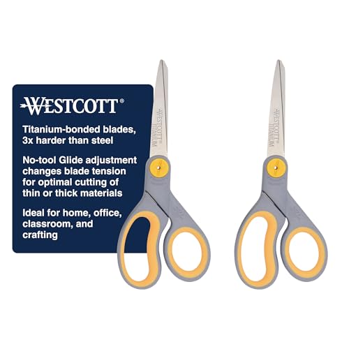 Westcott 13901 20,3 cm Titan-Schere für Büro und Zuhause, gelb/grau, 2 Stück von Westcott