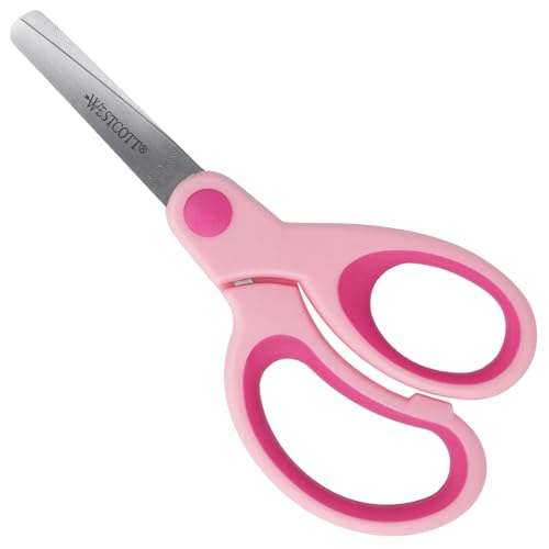 Westcott Softgrip Kinderschere Pink Rechtshänder | Schere mit ergonomischem Griff für Vorschulkinder | Bastelschere 13 cm (5") ideal für Kinderhände | Sicherheit durch abgerundete Spitze | E-21580 00 von Westcott