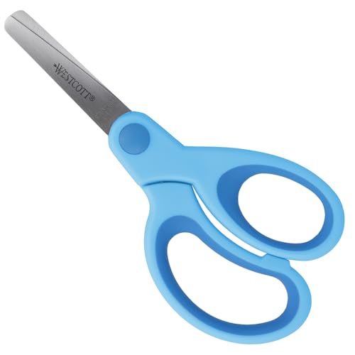 Westcott Softgrip Kinderschere Blau Rechtshänder | Schere mit ergonomischem Griff für Vorschulkinder | Bastelschere 13 cm (5") ideal für Kinderhände | Sicherheit durch abgerundete Spitze | E-21581 00 von Westcott