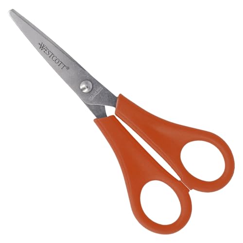 Westcott Kinderschere Rot Rechtshänder | Schere mit integrierter 5 cm Skala | Schulschere & Bastelschere 13 cm (5") ideal für Kinderhände | Hochwertige Edelstahlklinge | E-21594 00 von Westcott