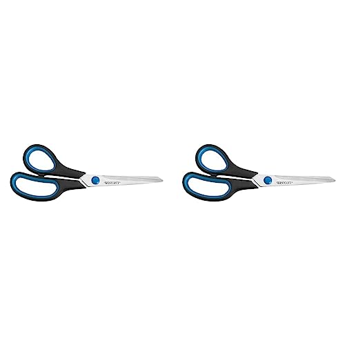 Westcott E-30282 00 Schere Easy Grip Lefty rostfrei, gerade, asymmetrisch, 20 cm/8", für Linkshänder, blau/schwarz - und weitere Ausführungen (Packung mit 2) von Westcott