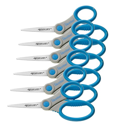 Westcott E-30760 00-I Schere Microban Softgrip rostfrei, 15.5 cm, 6 Stück, grau/blau von Westcott