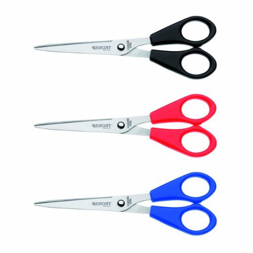 Westcott E-31032 00 Büro Schere, 17 cm, 3-er Set, schwarz/rot/blau von Westcott