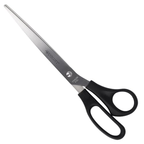 Westcott Schere 10" (25,4 cm) Schwarz, Büroschere mit schwarzen Kunststoffgriffen, Extrascharfe Klinge, rostfreier Edelstahl, Papierschere, Haushaltsschere, Bastelschere, E-31111 00 von Westcott