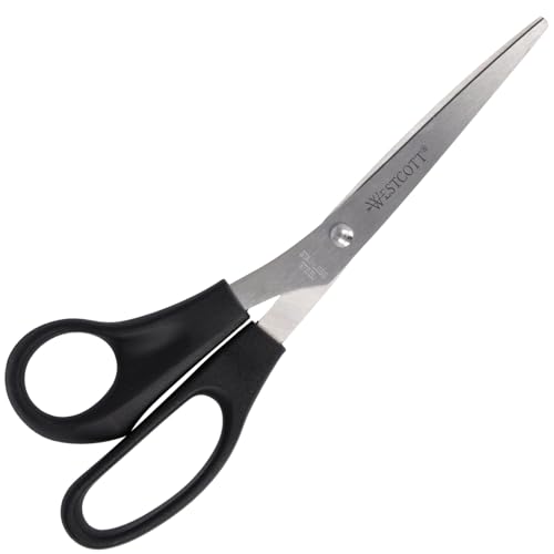 Westcott Schere 8" (20,3 cm) Schwarz Linkshänder, Büroschere mit schwarzen Kunststoffgriffen, Extrascharfe Klinge, rostfreier Edelstahl, Papierschere, Haushaltsschere, Bastelschere, E-31182 00 von Westcott