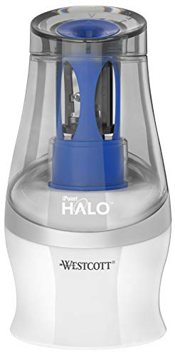 Westcott E-55051 00 iPoint HALO batteriebetriebener Anspitzer, Weiß/Blau von Westcott