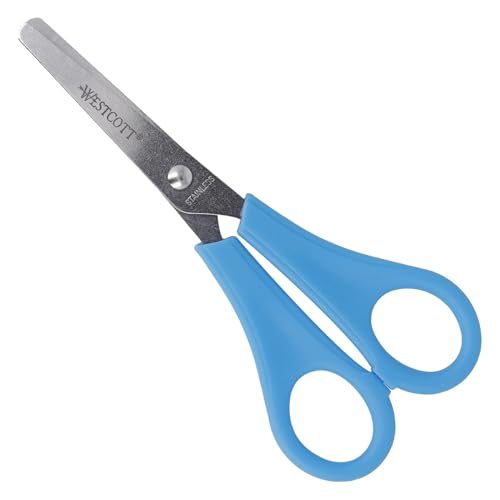 Westcott Kinderschere Blau Rechtshänder | Schere mit integrierter 5 cm Skala | Bastelschere 13 cm (5") ideal für Kinderhände | Sicherheit durch abgerundete Spitze | E-21592 00 von Westcott