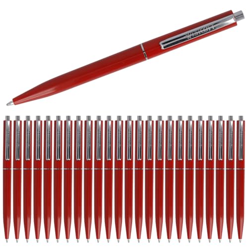 Westcott Kugelschreiber ALLTIME Rot 25 Stück | Vorteilspack Druckkugelschreiber mit roter Tinte | Strichstärke M mit X20 Standardmine | Dokumentenecht ISO 12757-2 | Stabiler Metallclip | E-737449 00 von Westcott