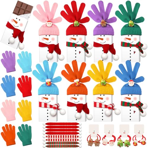 Wettarn Weihnachtliches Schneemann-Set, Weihnachts-Schokoladenriegel mit Handschuhen, Haar-Accessoires, Weihnachtsaktivitäten, Schneemann-Bastel-Set, Spielzeug für den Urlaub (ohne Schokolade) von Wettarn