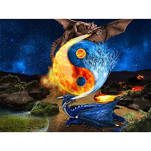 Diamond Painting,Diamant Painting Bilder Yin-Yang-Drache,5D Diamant Painting,Diamond Painting Groß,Diamond Painting Kinder,Diamant Painting Bilder Erwachsene,DIY Stickerei Home Wall Dekor 80x100cm von Weweart