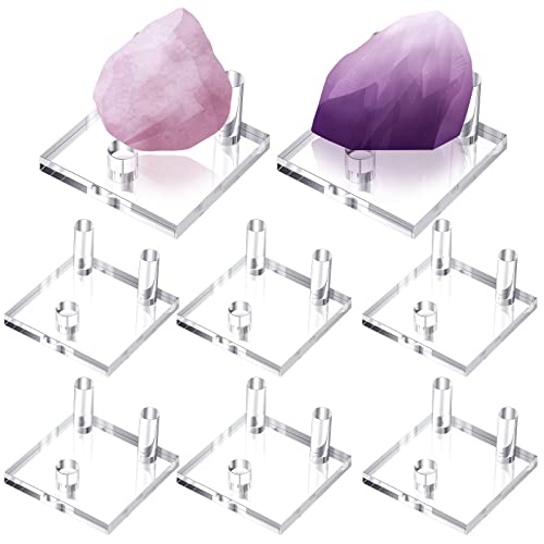 Weysat 8 Stück Rock Display Stand 3 Pegs Acryl Stein und Mineral Display Stand Clear Geode Display Stand Mineral Holder Square Display Staffelei Ständer für Korallengeoden Rock Mineral Achat von Weysat