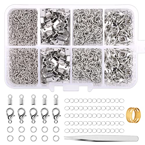 Kettenverschluss, 300 Stück Armband Verschluss Set, Biegeringe, Ketten Verschlüsse, Schmuckverschluss, Karabinerverschluss für Schmuckherstellung (Silver) von Weysoo