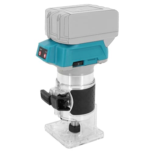 Weytoll Akku Kantenfräse, Brushless Akku Oberfräse für Makita 18V, 600W Hartmetall Fräser 6,35 mm (ohne Akku), mit LED-Licht und Transparente Basis, Einhand Oberfräsen für die Holzbearbeitung von Weytoll