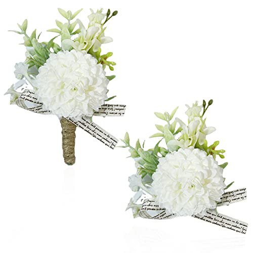 Weyying 2 Stück Boutonniere Und Handgelenk Blume, Boutonniere Bräutigam, Boutonniere Braut, Hochzeit Boutonniere Blumen, Boutonniere Und Handgelenk Blume, für Hochzeit, Tanz, Bankett, Dekoration von Weyying