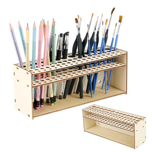 Weyying Makeup Pinsel Organizer aus Holz, Pinselhalter Malen Holz, Pinsel-Organisator aus Holz, Abnehmbarer Pinselhalter, Abnehmbar, Geeignet zur Aufbewahrung von Pinseln, Buntstiften, Schminkpinseln von Weyying