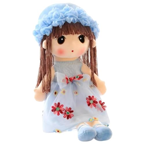 Wezalget Süße weiche Stoffpuppe, Plüschpuppenmädchen,Sweetheart Rag Doll Cozy Cuddle - Andmade Stoffpuppen, multikulturelle handgefertigte Puppe mit, Rock, Kleidung, schlafende Partnerpuppe für von Wezalget