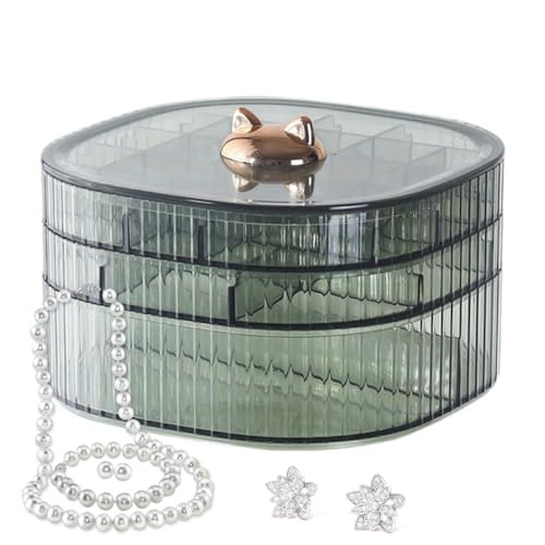 Wezalget Transparente Schmuckschatulle, Ohrringhalter, Organizer, mehrstöckige Schmuck-Organizer-Box, Ohrring-Ringe, Schmuck-Vitrine für Armband, Halskette von Wezalget