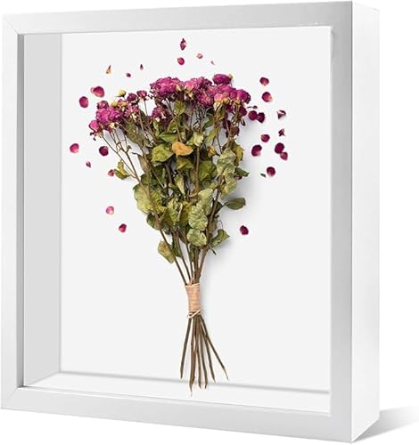 3D Bilderrahmen zum Befüllen 20 x 20cm Bilderrahmen Tief 3D Objektrahmen Hölzern bis 3cm, 3D Rahmen für Objekte, Blumen, Hochzeitsgeschenk oder Erinnerungsstücke von Wffeila