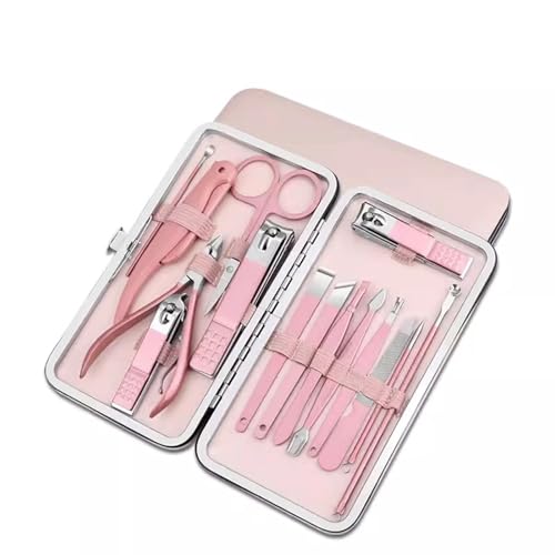 Wfxjyg2223 Maniküre-Pediküre-Set Nagelknipser-Set for Männer und Frauen, Augenbrauen-Trimmer for den Haushalt, Spritzschutz, Pediküre-Messer, tragbarer Fußnagelknipser Tragbares Reise-Pflegeset(Pink) von Wfxjyg2223