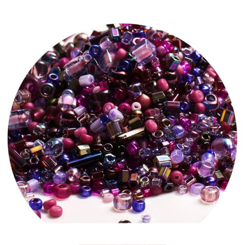 1 Beutel Gemischten Glas Rocailles Perlen zum Basteln Ca.500 Stück,Beads Pony Perlen,Perlen mit Loch,Bastelperlen für Handwerk Dekor,Armbänder,Halsketten Ohrringe,Schmuck,Lila von Whakano