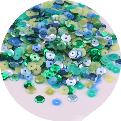 1 Pack Pailletten zum basteln,Pailletten 6mm,Lose Pailletten,Handwerk Pailletten Spangles,für DIY Herstellung,Kleidung,Basteln Kunsthandwerk,Nähen,Hochzeitsdekor,ca.1000 pro Paket,Blau Grün gemischt von Whakano