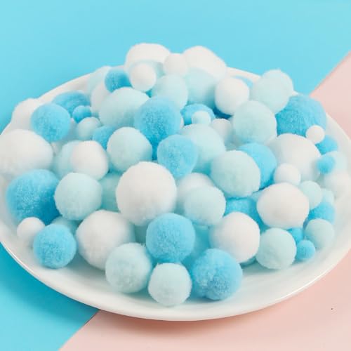 1 Packung Pompons zum Basteln,Bunt Mini Pompons,Mini Pom Poms für Handwerk Herstellung,Bunte Pompons für Partydekor,Girlanden,Kleidung,DIY Kreativen Handwerk Dekor,130 Stück/Packung,Blaue Serie von Whakano