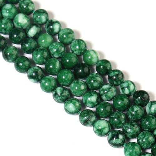 1 Schnur Grüne Runde Perlen,Perlen zum Auffädeln,Edelstein Perlen,Perlen mit Loch,Runde Kristalle Perlen für Basteln,Armbänder Ohrringe,DIY Halsketten,Schmuckherstellung,Grün B,8mm von Whakano