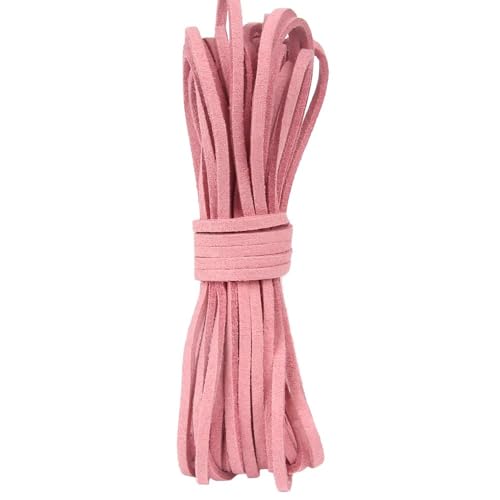 Whakano 1 Stück 5 M x 3mm Lederschnur Lederband Faux Wildleder Schnur,Makramee-Schnur,Basteln Lederschnüre DIY Band für Armbänder,Schmuckherstellung DIY Handwerk Halsketten,Geschenkverpackung,Rosa von Whakano