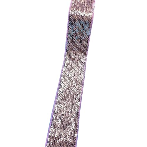 1 Yard Glänzendes Pailletten Spitzenbesatz 4CM Breit,Dekoband,Paillettenband Spitzenbordüre zum Nähen Band für DIY Nähen Basteln Kleidung,Vorhänge,Halsband,Scrapbooking Dekoration,Champagnerrosa von Whakano