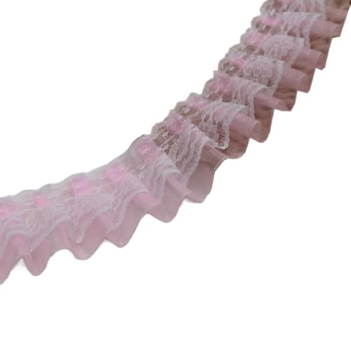 1 Yard Plissiertes Spitzenband Mesh Trim Spitzenborte 5cm Breit,Rüschenbesatz Dekoband für DIY Nähen Handwerk,Kleidung,Hochzeitskleid,Blumensträuße,Kopfbedeckung,Vorhänge Dekoration,Rosa von Whakano