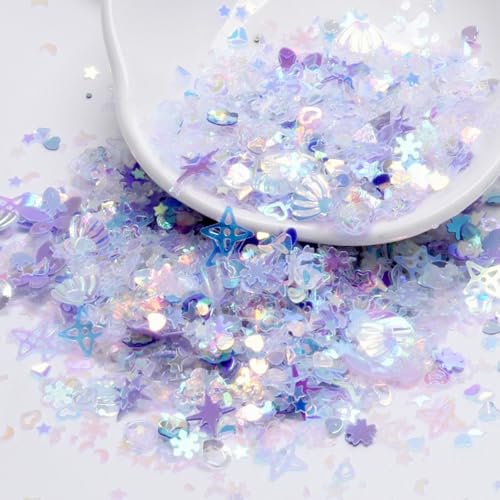 10 Beutel Mischen Nägel Glitzer Pailletten 10g,Muschelform Nägel Pailletten Handwerk Spangles Aufkleber 3-6mm,für Nägel,Gesicht,DIY Herstellung,Nagelkunst-Dekorationen,Nail Art,Lila von Whakano