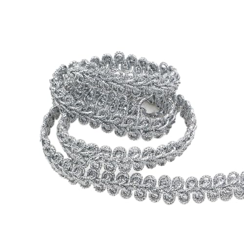 10 Meter Posamentenborte Braid Spitzenbesatz Spitzenband Verziert Breit 1cm,Braid Trim Borten Heimdekoration Geflochtene Bänder für DIY Nähen Handwerk Kleidung Vorhang Kostüm Dekoration,Silber von Whakano