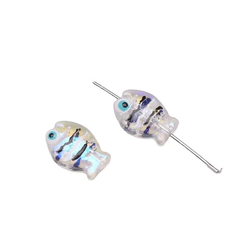 10 Stück Fisch Glasperlen zum Basteln,Perlen 14x10mm,Lose Perlen mit Loch,Bastelperlen für Auffädeln für DIY Handwerk Dekor,Schmuck Armbänder,Halsketten Ohrringe Schlüsselanhänger,Transparent von Whakano