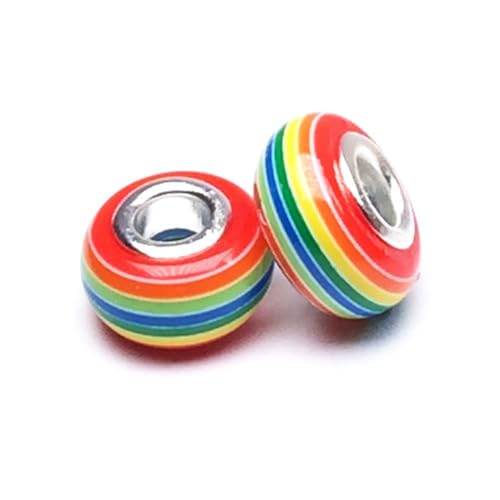 100 Stück Bunte Perlen für Basteln,14x8mm Perlen mit Große Loch,Harzperlen zum Auffädeln,für DIY Handwerk Dekor,Schmuck Armbänder,Halsketten Ohrringe Schlüsselanhänger,Bunt M von Whakano