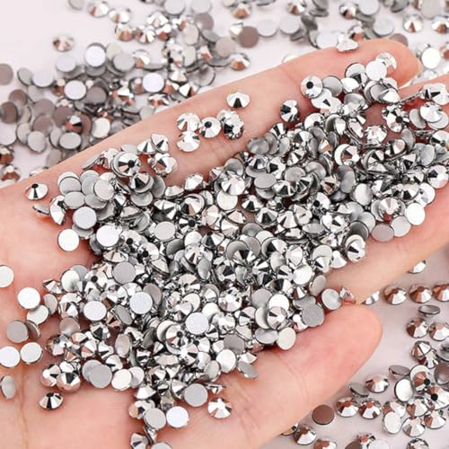 1440 Stück Glitzersteine Selbstklebend,Flatback Strasssteine,Strass Glitzersteine Nägel,Glitzer Basteln Diamanten für Gesichts-Make-Up Fingernagel Dekorationen Und Urlaubszubehör,2-2,1mm,Silber K von Whakano