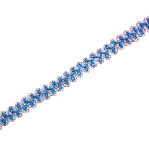 2 Meter Geflochtene Spitzenband 1,2cm Breite,Braid Trim Posamentenborte Spitzenbesatz Zierband,Spitzen Borten Bänder zum DIY Nähen Handwerk,Tischdeko,Kleidung,Vorhang,Geschenkband,Silber Seeblau von Whakano