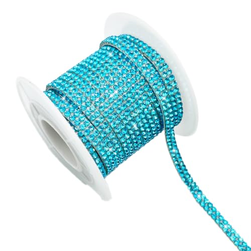 2 Rolle Strassband mit Selbstklebend,Kristall Strasssteine Glitzerband mit 0,4cm Strass Streifen,Kristall Diamant Dekoration Aufkleber,Glitzerband Strassband für Auto Hochzeit Dekoration,Blauer See von Whakano