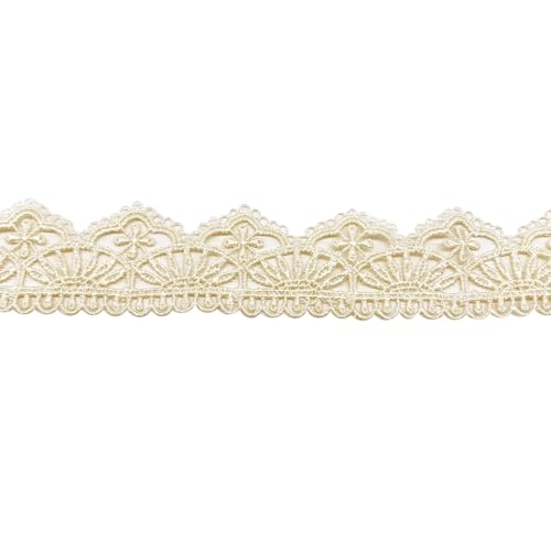 2 Yards Stickerei Spitzenbesatz 2,7cm Breit Spitzenband Dekoband Brautkleid Häkelband Spitzenborte,Band für DIY Nähen Handwerk,Hochzeit,Party,Kopfbedeckung,Vorhänge,Kleider Dekor,Aprikose von Whakano